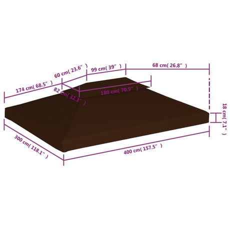 Prieeldak 2-laags 310 g/m² 4x3 m bruin - AllerleiShop