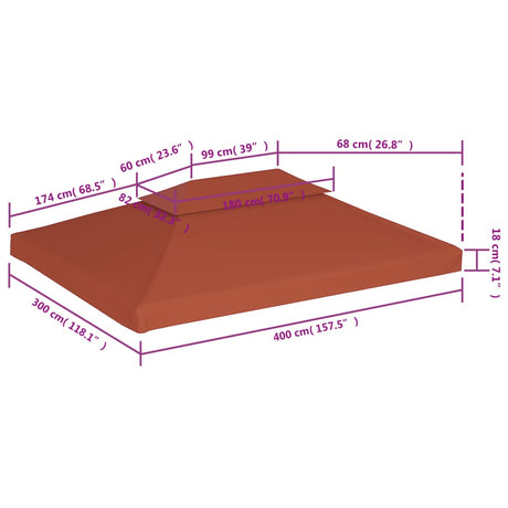 Prieeldak 2-laags 310 g/m² 4x3 m terracottakleurig - AllerleiShop