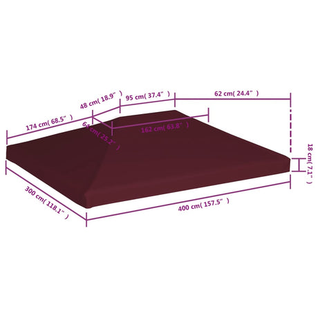 Prieeldak 310 g/m² 3x4 m bordeaux - AllerleiShop
