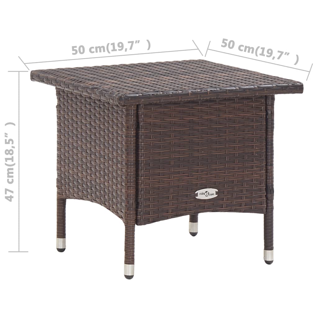 Theetafel 50x50x47 cm poly rattan bruin - AllerleiShop