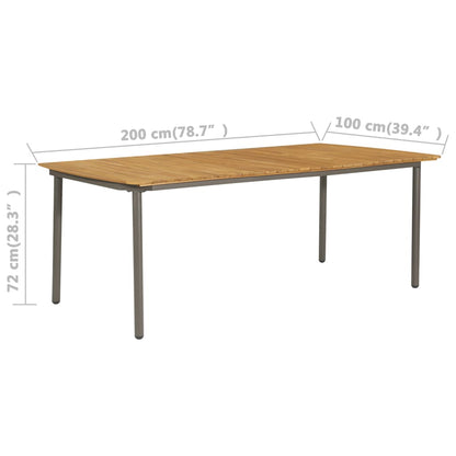 Tuintafel 200x100x72 cm massief acaciahout en staal - AllerleiShop