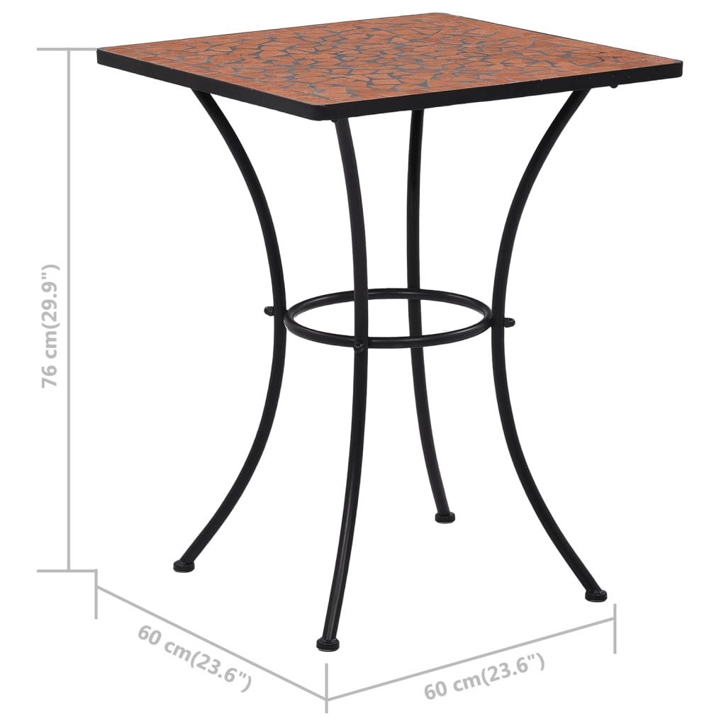 Bistrotafel mozaïek 60 cm keramiek terracottakleurig - AllerleiShop