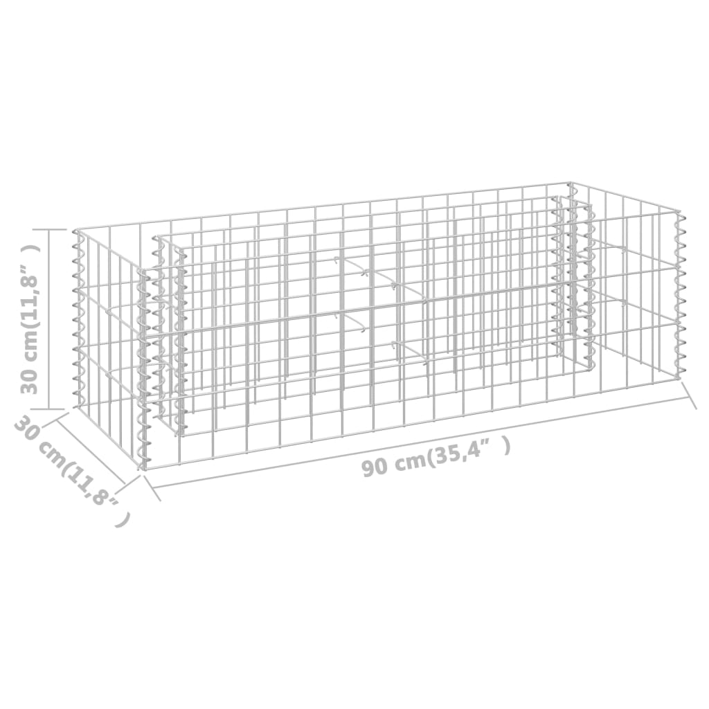 Gabion plantenbak verhoogd 90x30x30 cm gegalvaniseerd staal