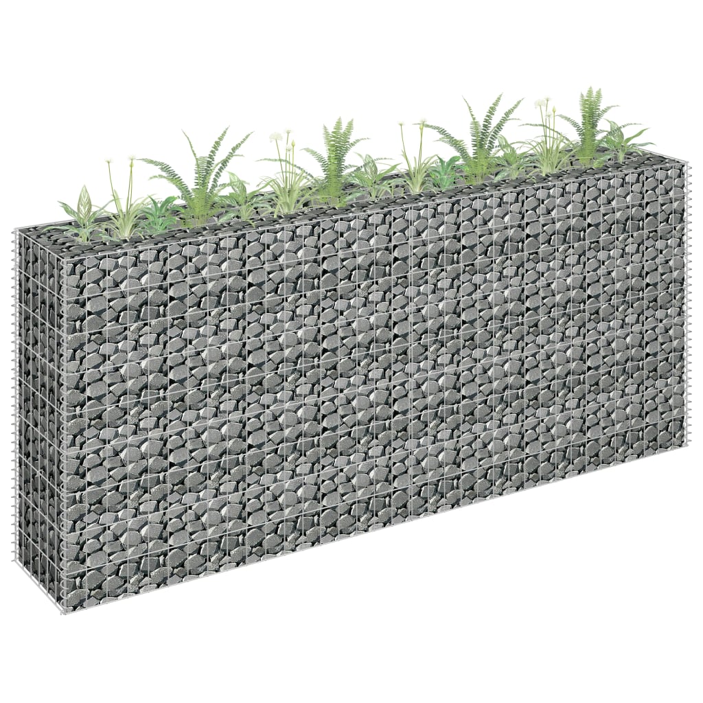 Gabion plantenbak verhoogd 180x30x90 cm gegalvaniseerd staal