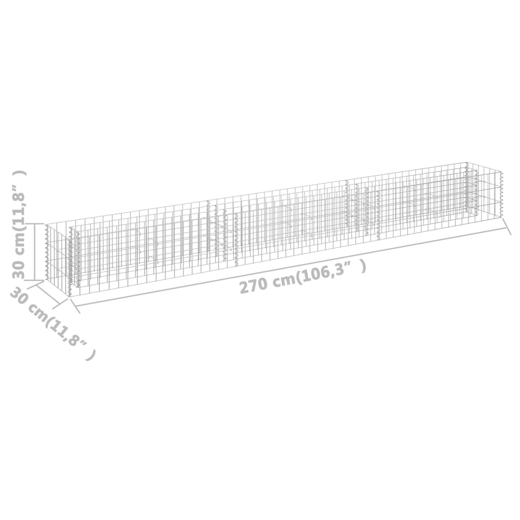 Gabion plantenbak verhoogd 270x30x30 cm gegalvaniseerd staal