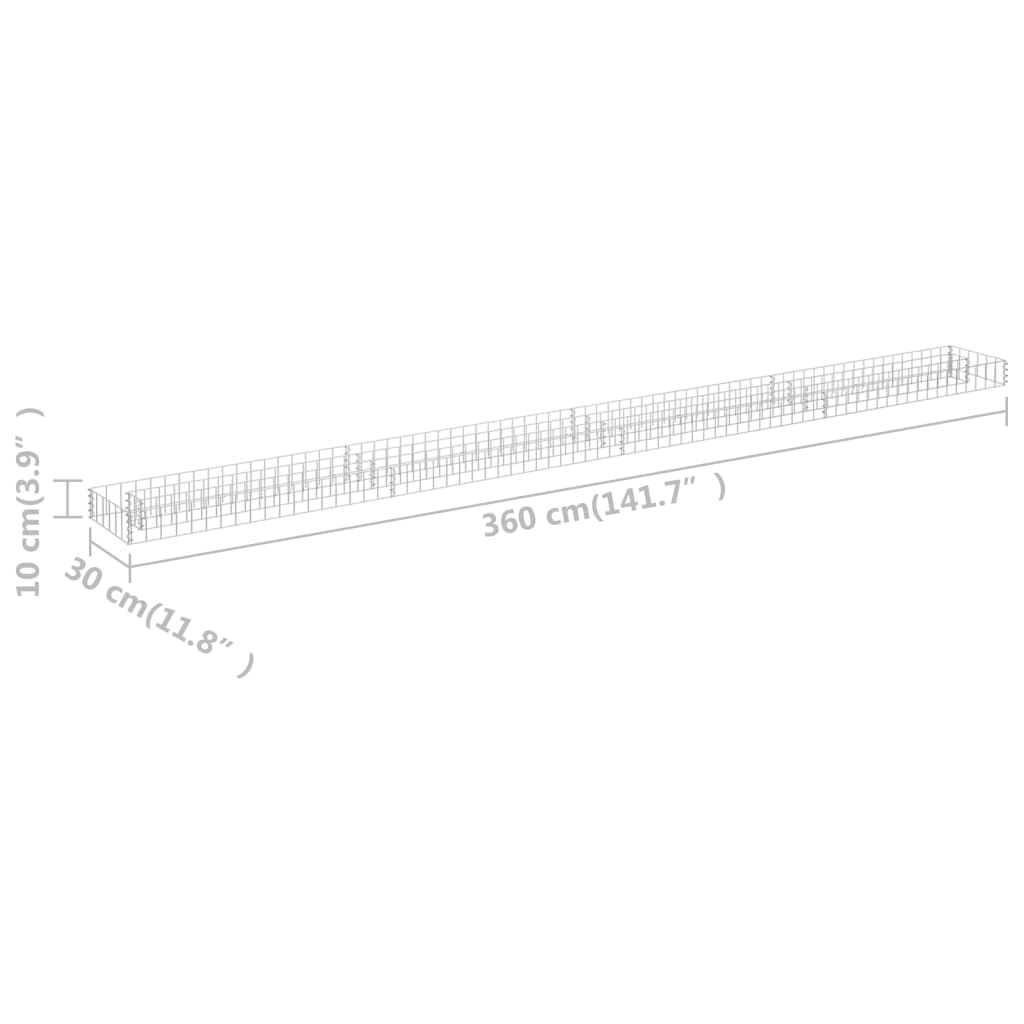 Gabion plantenbak verhoogd 360x30x10 cm gegalvaniseerd staal
