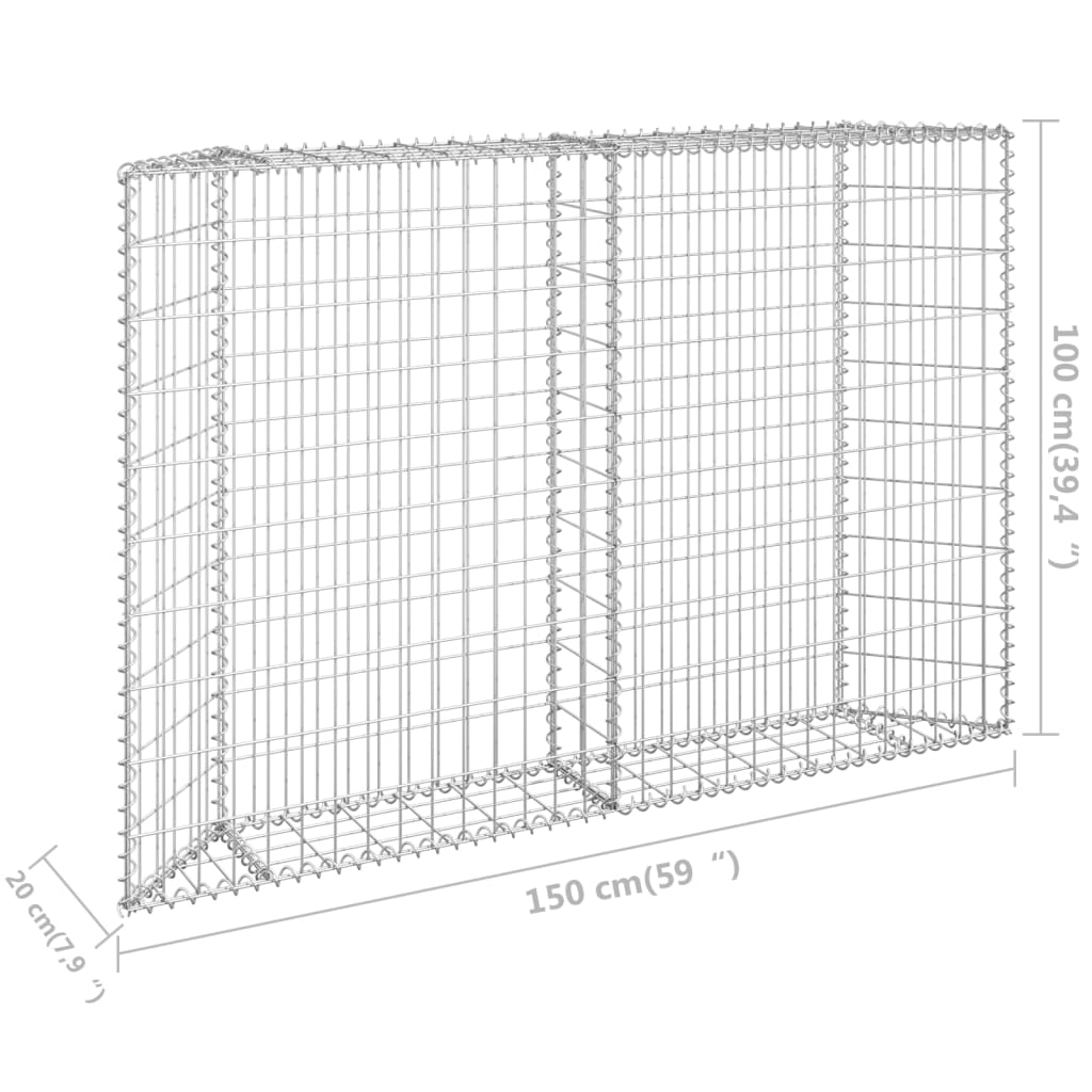 Gabion plantenbak trapezium 150x20x100 cm gegalvaniseerd staal