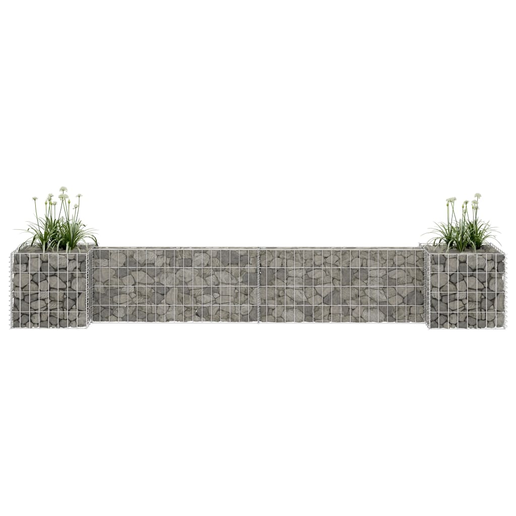 Gabion plantenbak H-vormig 260x40x40 cm staaldraad