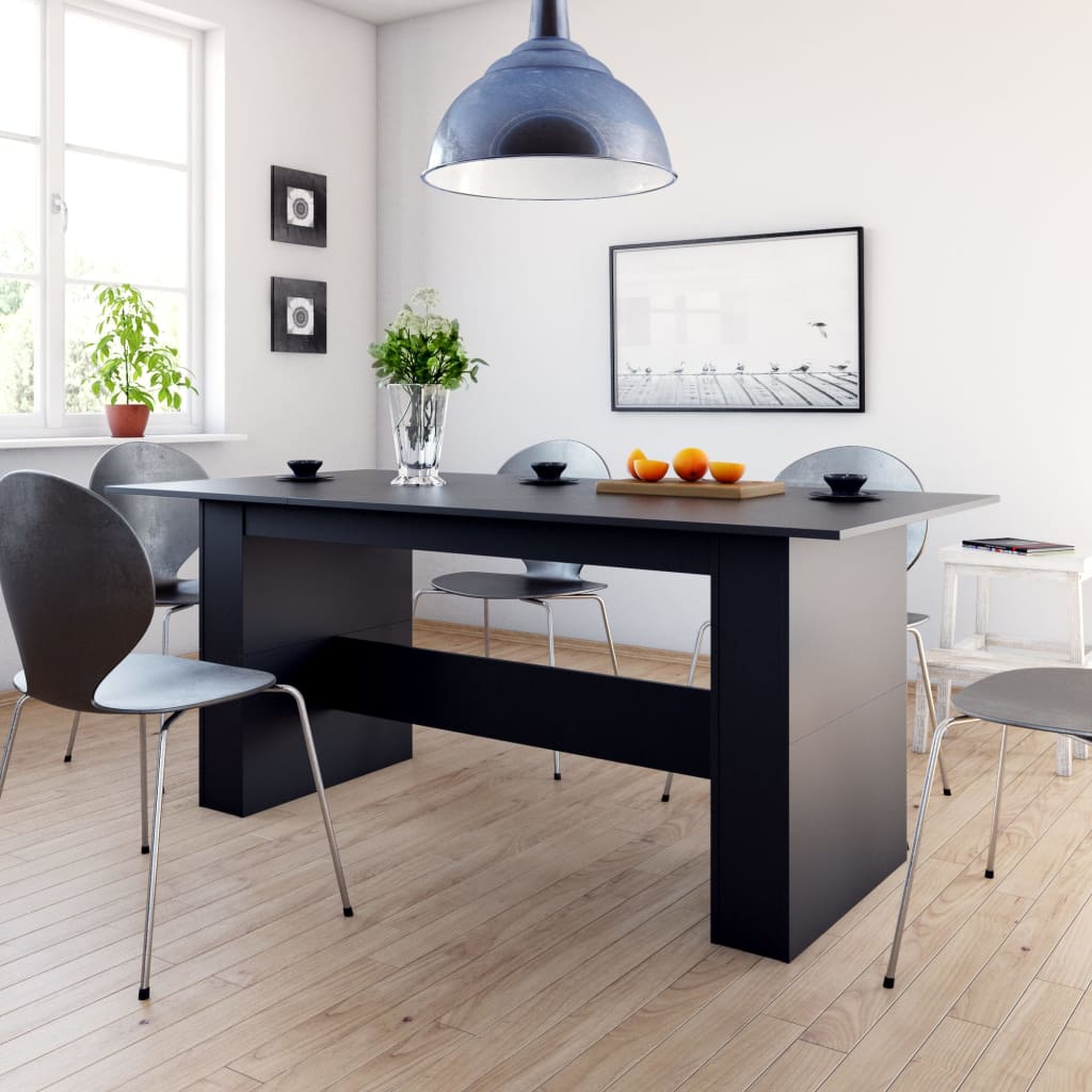 Eettafel 180x90x76 cm spaanplaat zwart - AllerleiShop