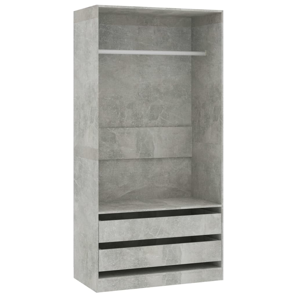 Kledingkast 100x50x200 cm bewerkt hout betongrijs - AllerleiShop