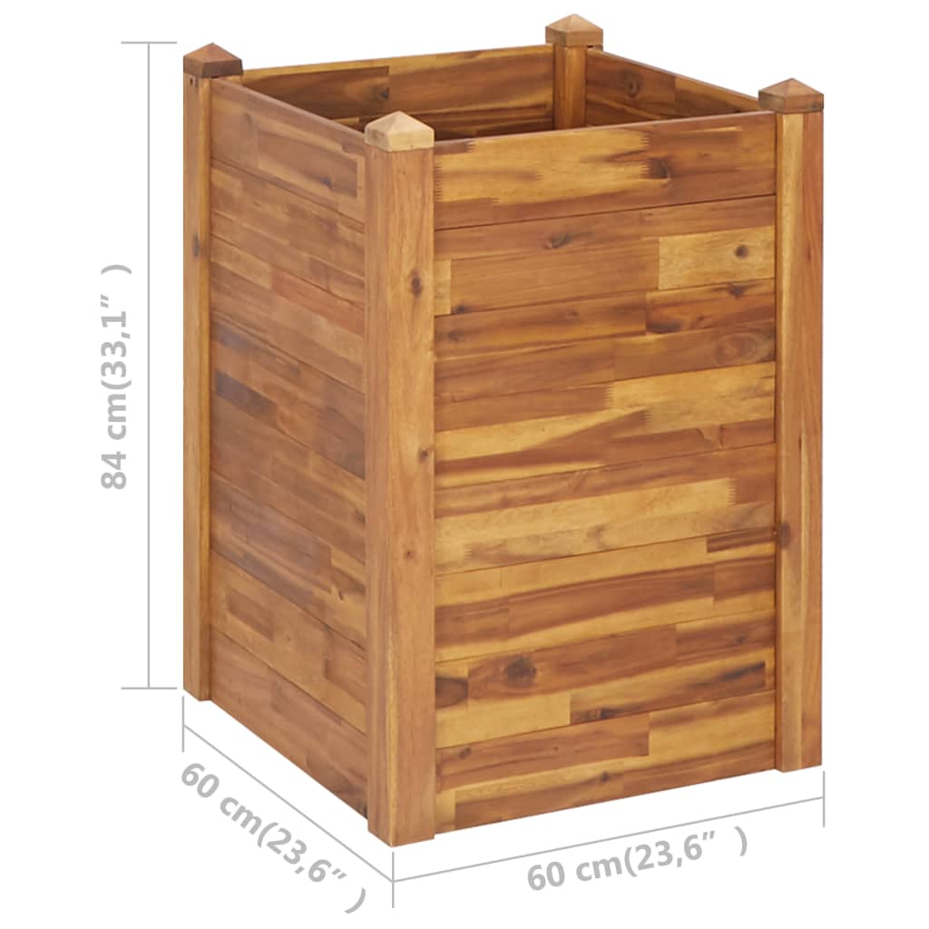 Plantenbak verhoogd 60x60x84 cm massief acaciahout - AllerleiShop