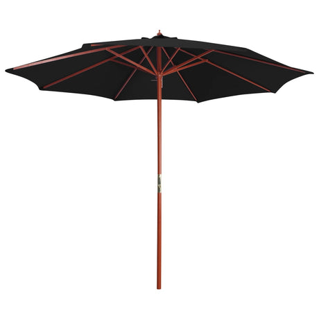 Parasol met houten paal 300x258 cm zwart - AllerleiShop