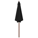 Parasol met houten paal 300x258 cm zwart - AllerleiShop