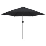 Parasol met LED-verlichting en stalen paal 300 cm zwart - AllerleiShop