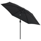 Parasol met LED-verlichting en stalen paal 300 cm zwart - AllerleiShop