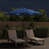 Parasol met LED-verlichting en stalen paal 300 cm azuurblauw - AllerleiShop