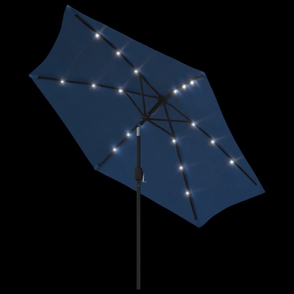 Parasol met LED-verlichting en stalen paal 300 cm azuurblauw - AllerleiShop