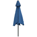 Parasol met LED-verlichting en stalen paal 300 cm azuurblauw - AllerleiShop