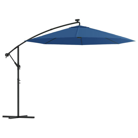 Zweefparasol met LED en stalen paal 300 cm azuurblauw - AllerleiShop