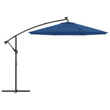 Zweefparasol met LED en stalen paal 300 cm azuurblauw - AllerleiShop