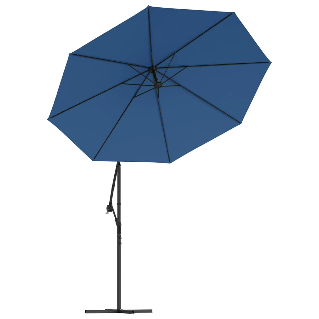 Zweefparasol met LED en stalen paal 300 cm azuurblauw - AllerleiShop