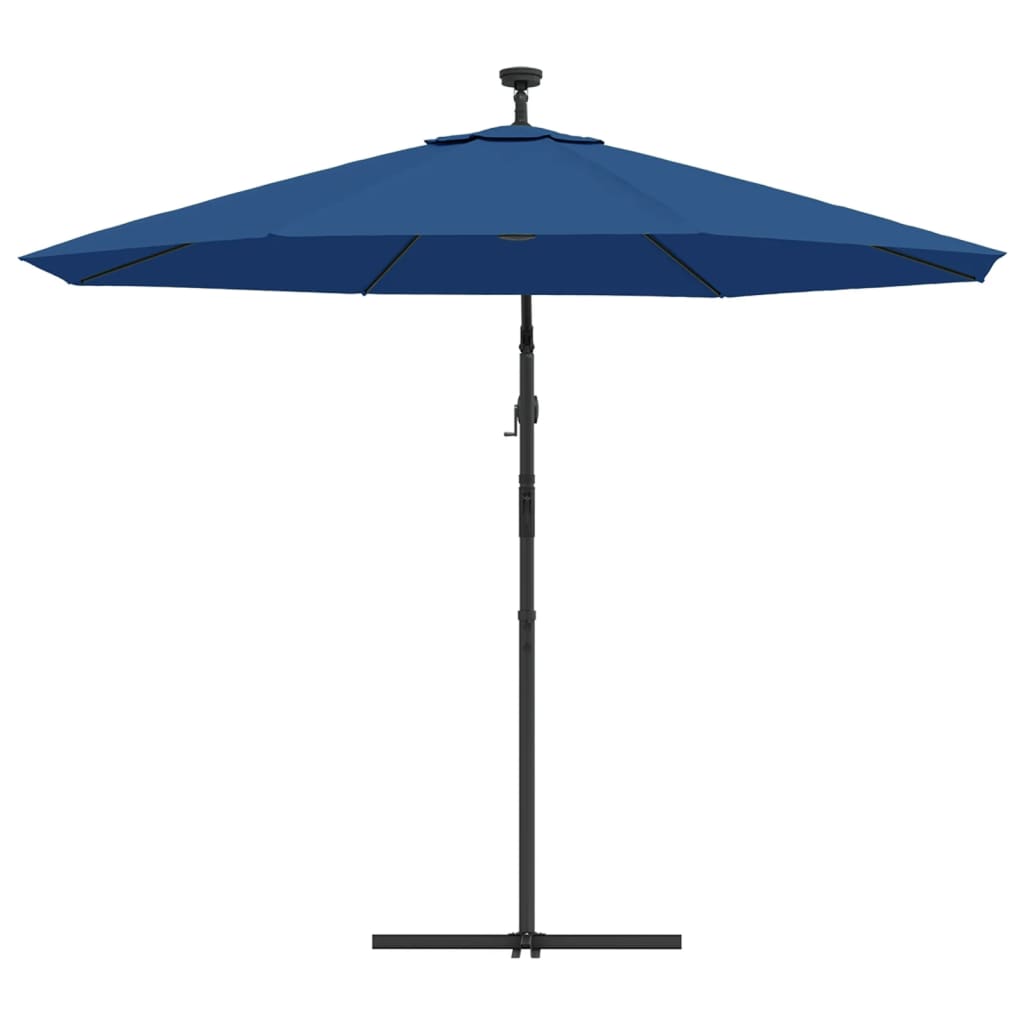 Zweefparasol met LED en stalen paal 300 cm azuurblauw - AllerleiShop