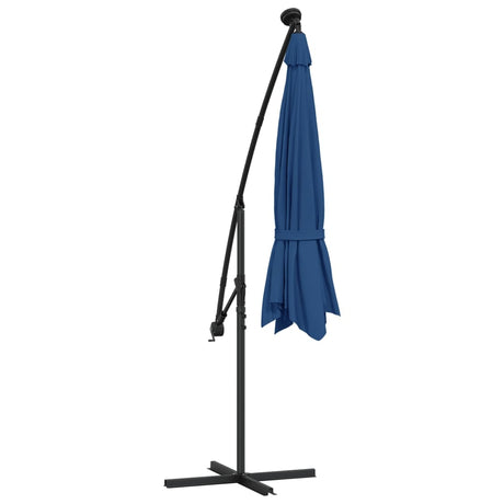 Zweefparasol met LED en stalen paal 300 cm azuurblauw - AllerleiShop