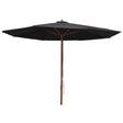 Parasol met houten paal 350 cm zwart - AllerleiShop