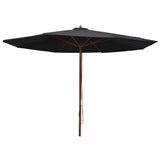 Parasol met houten paal 350 cm zwart - AllerleiShop