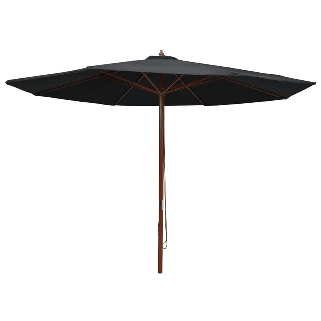 Parasol met houten paal 350 cm zwart - AllerleiShop