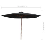 Parasol met houten paal 350 cm zwart - AllerleiShop