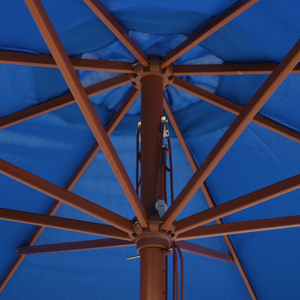 Parasol met houten paal 350 cm blauw - AllerleiShop