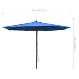 Parasol met houten paal 350 cm blauw - AllerleiShop