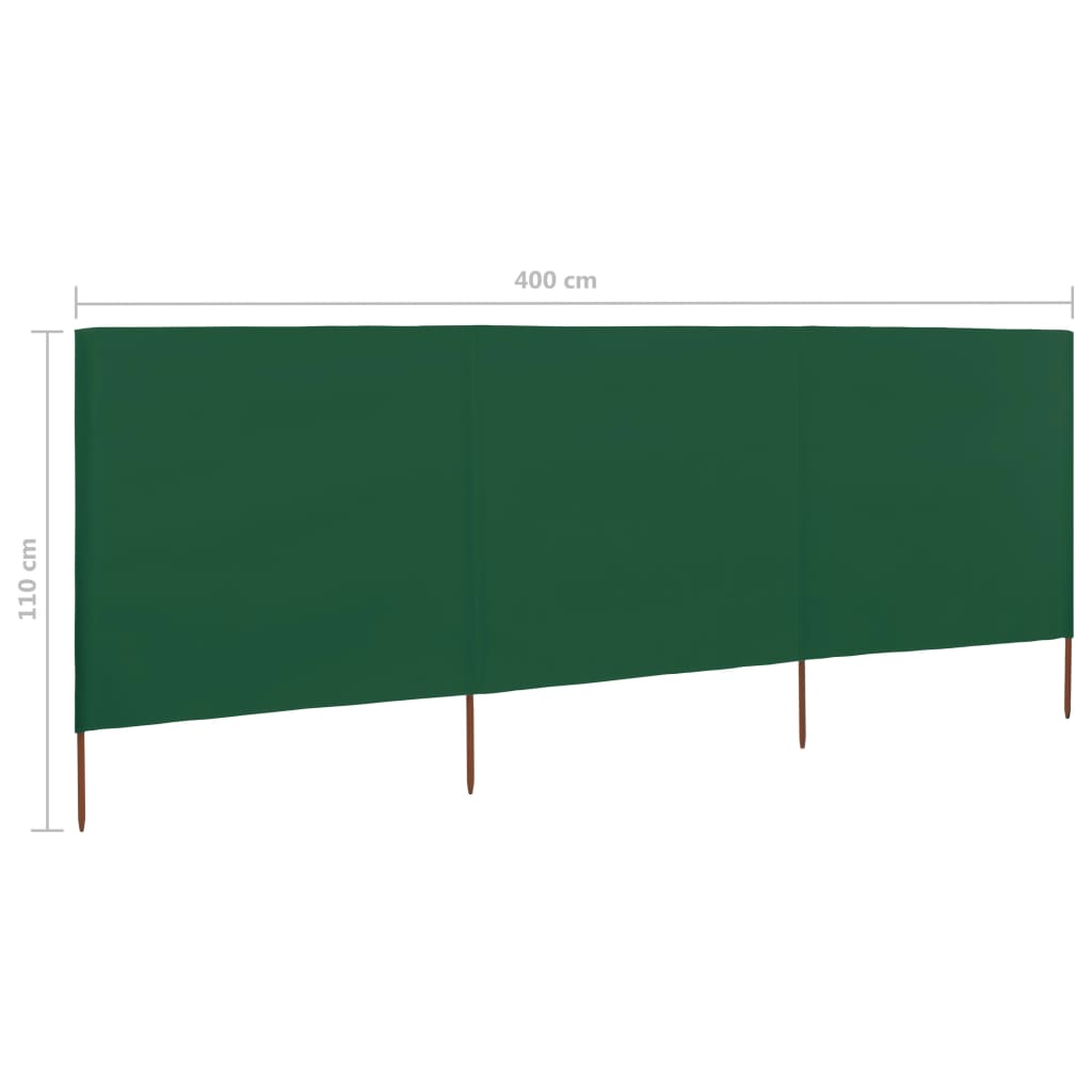 Windscherm 3-panelen 400x80 cm stof groen - AllerleiShop