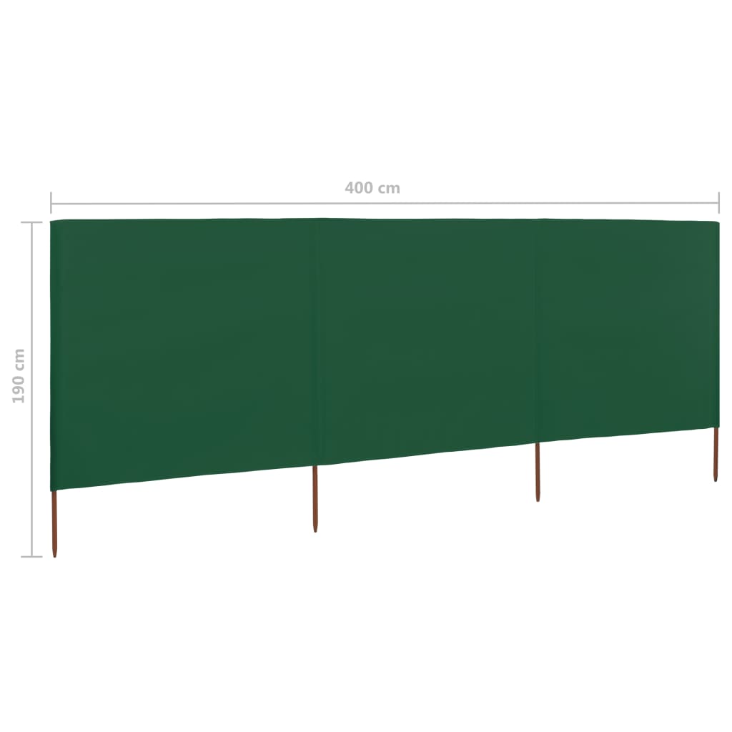 Windscherm 3-panelen 400x160 cm stof groen