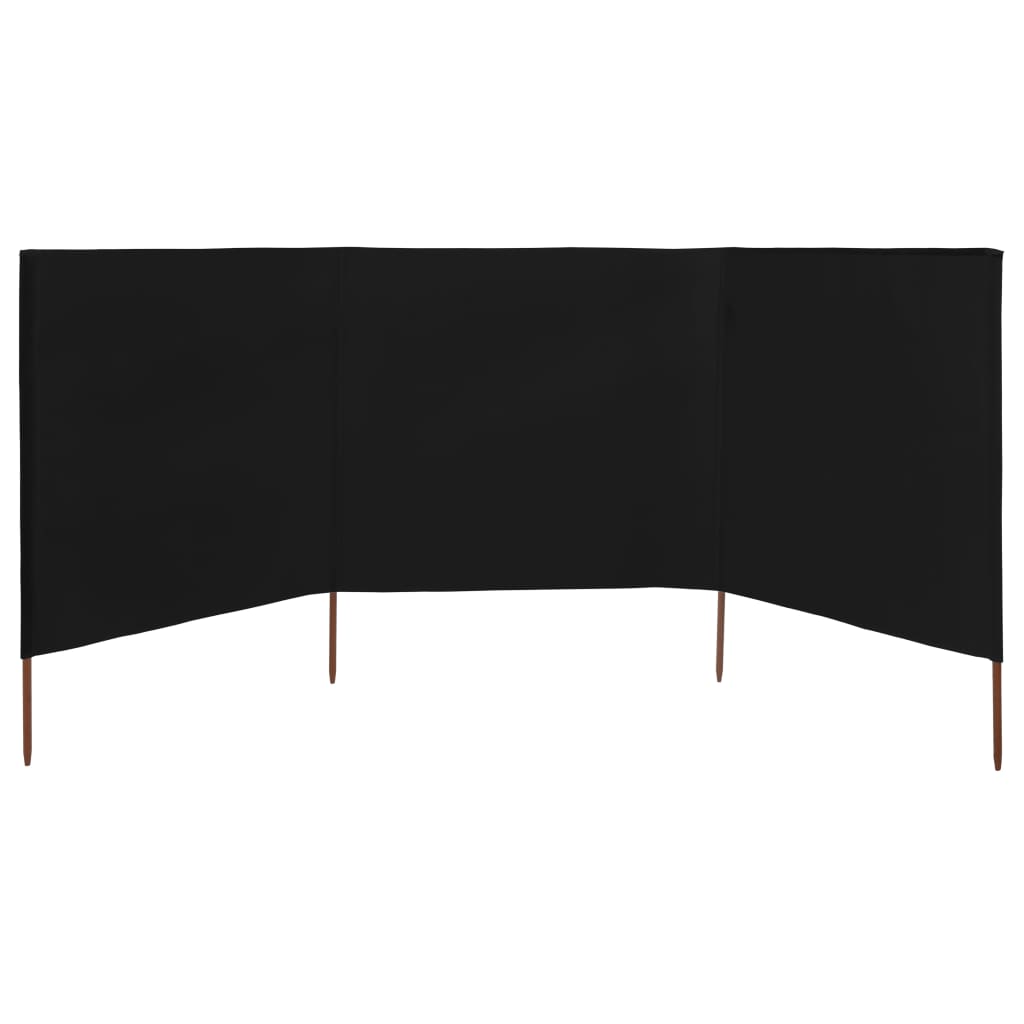 Windscherm 3-panelen 400x160 cm stof zwart