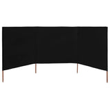 Windscherm 3-panelen 400x160 cm stof zwart