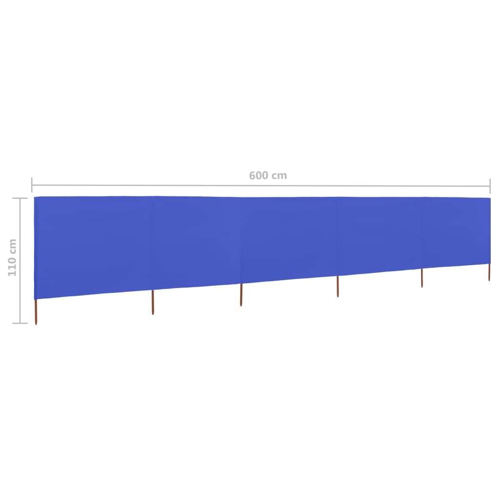 Windscherm 5-panelen 600x80 cm stof azuurblauw - AllerleiShop