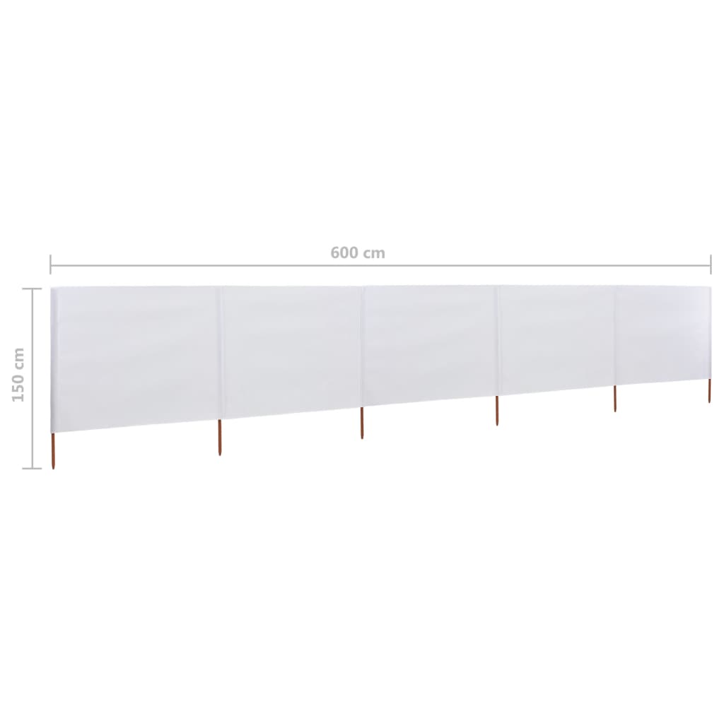 Windscherm 5-panelen 600x120 cm stof zandwit - AllerleiShop