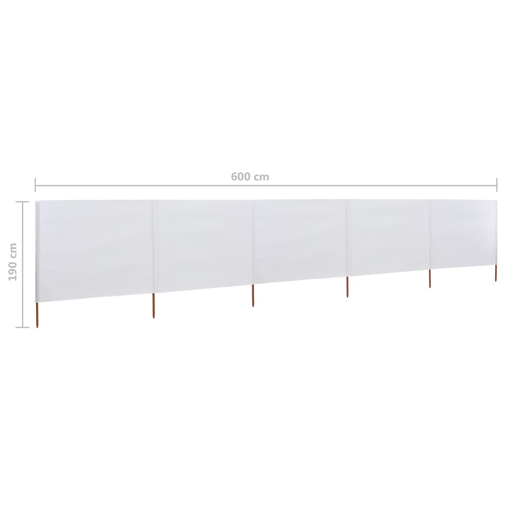 Windscherm 5-panelen 600x160 cm stof zandwit - AllerleiShop