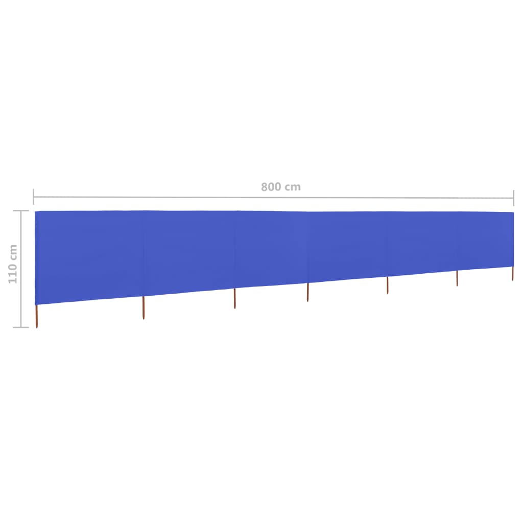 Windscherm 6-panelen 800x80 cm stof azuurblauw - AllerleiShop