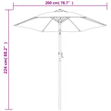 Parasol 200x224 cm aluminium bordeauxrood - AllerleiShop