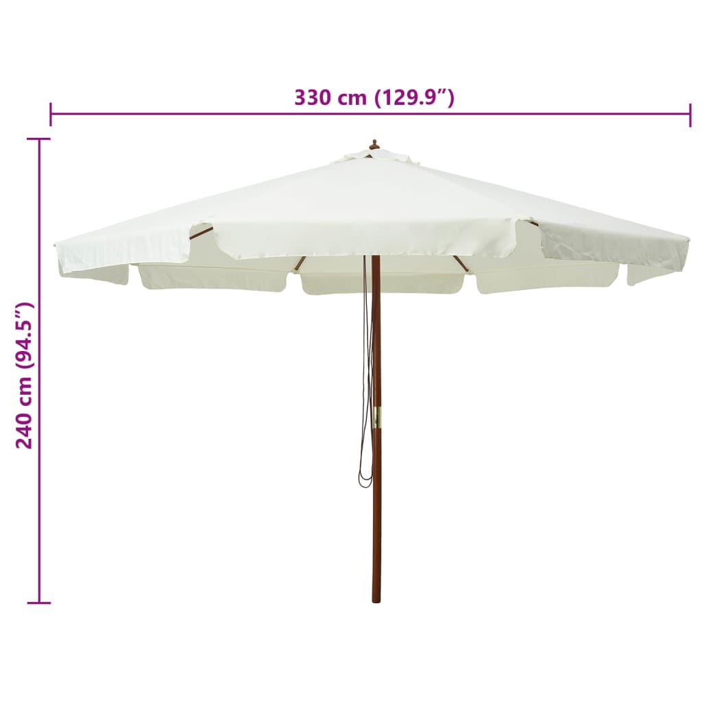 Parasol met houten paal 330 cm zandwit - AllerleiShop