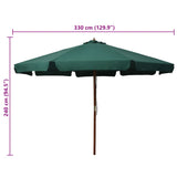 Parasol met houten paal 330 cm groen - AllerleiShop