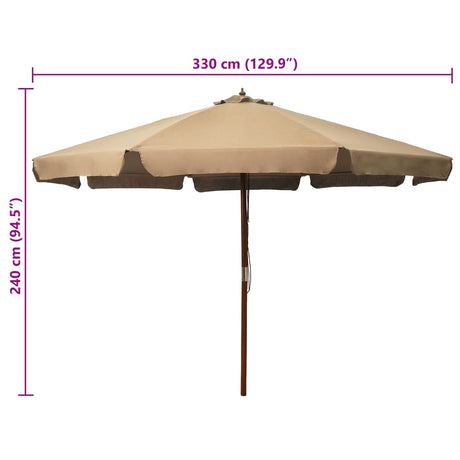 Parasol met houten paal 330 cm taupe - AllerleiShop