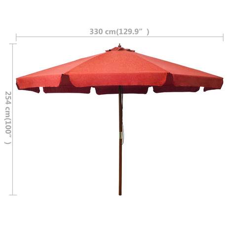 Parasol met houten paal 330 cm terracottakleurig - AllerleiShop