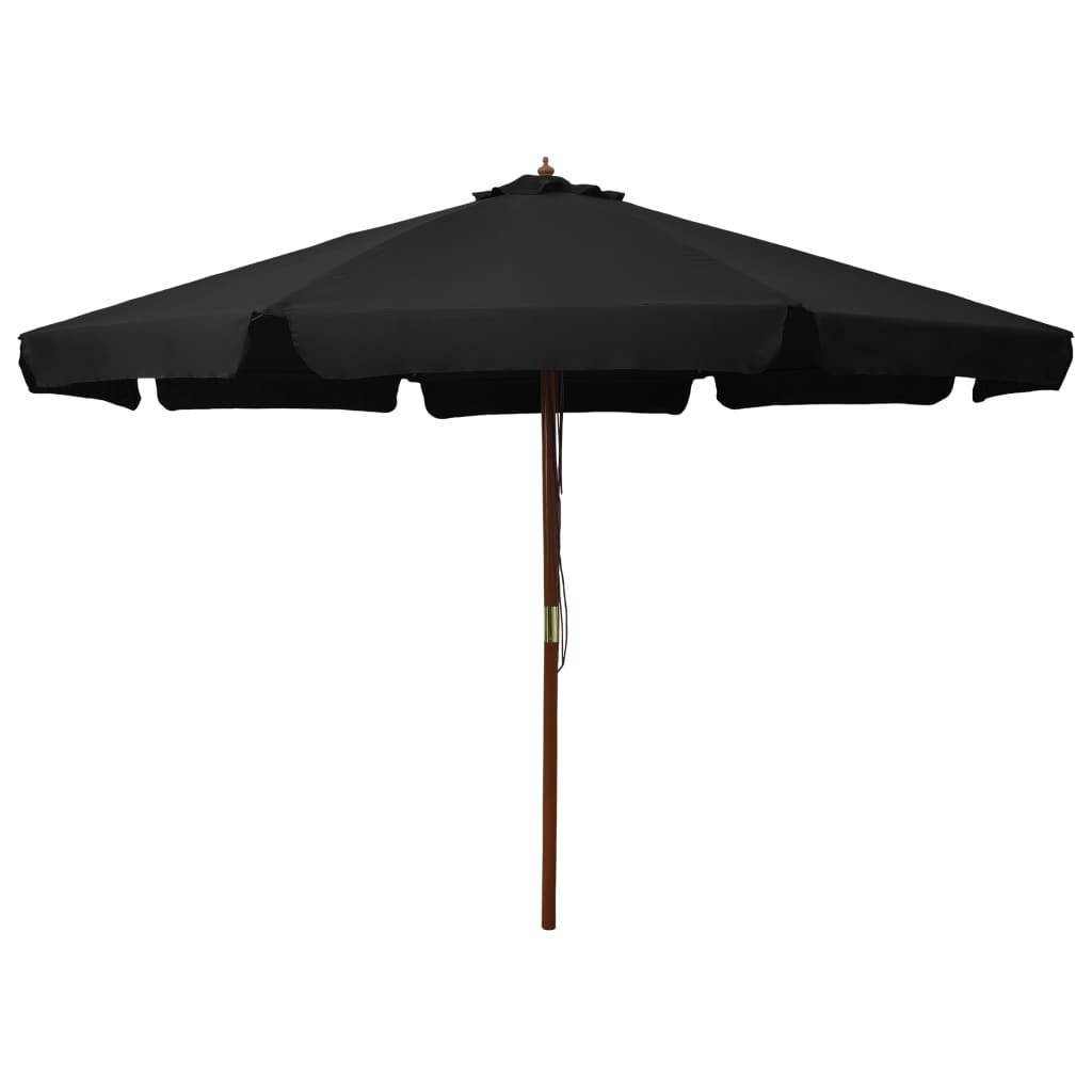 Parasol met houten paal 330 cm zwart - AllerleiShop