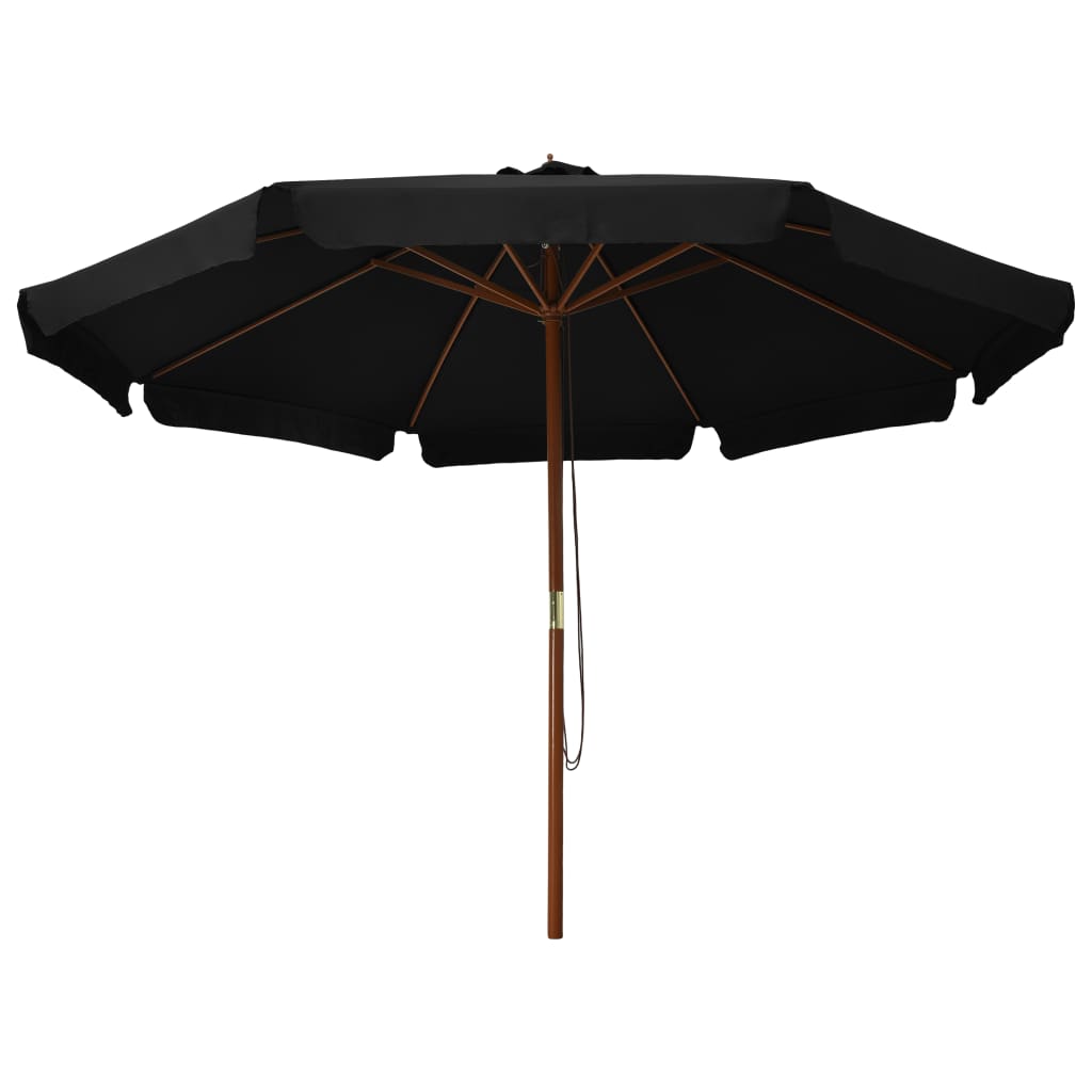 Parasol met houten paal 330 cm zwart - AllerleiShop