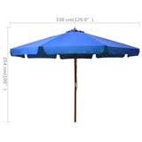 Parasol met houten paal 330 cm azuurblauw - AllerleiShop