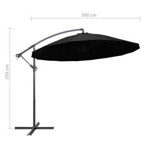 Zweefparasol met aluminium paal 3 m zwart - AllerleiShop